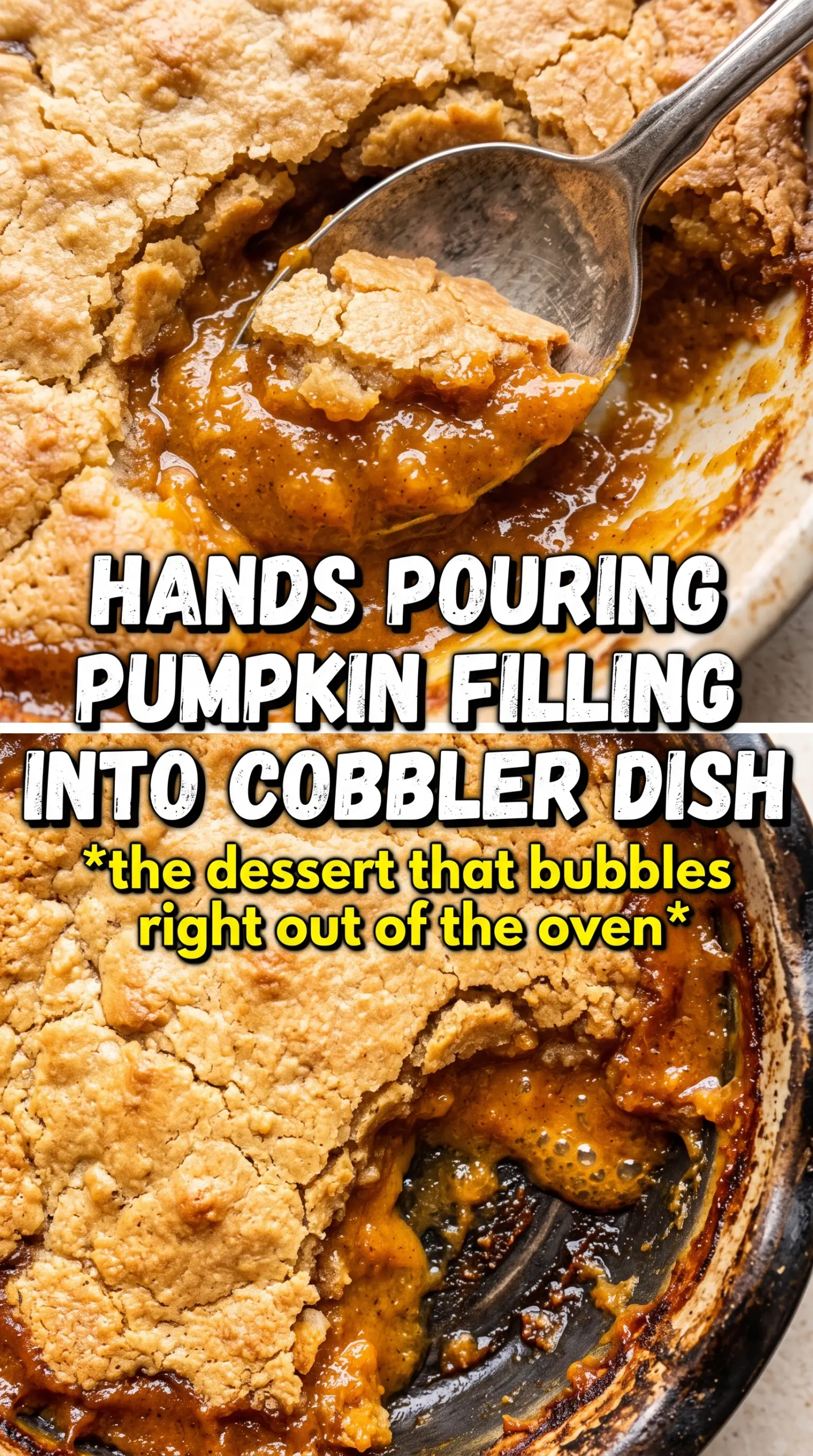 Pumpkin Cobbler golden saucy pecan-topped