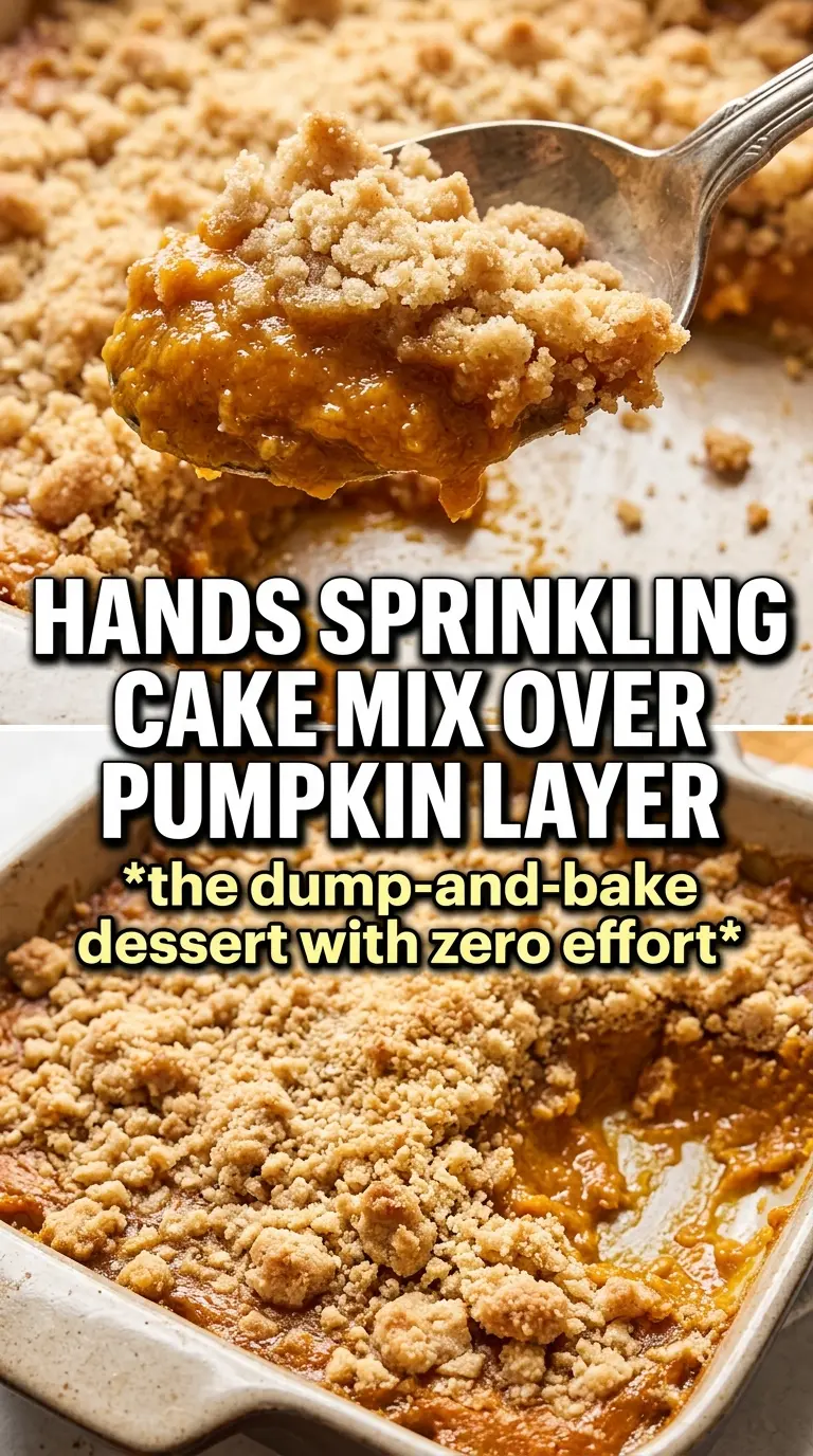 Pumpkin dump cake golden crumbly