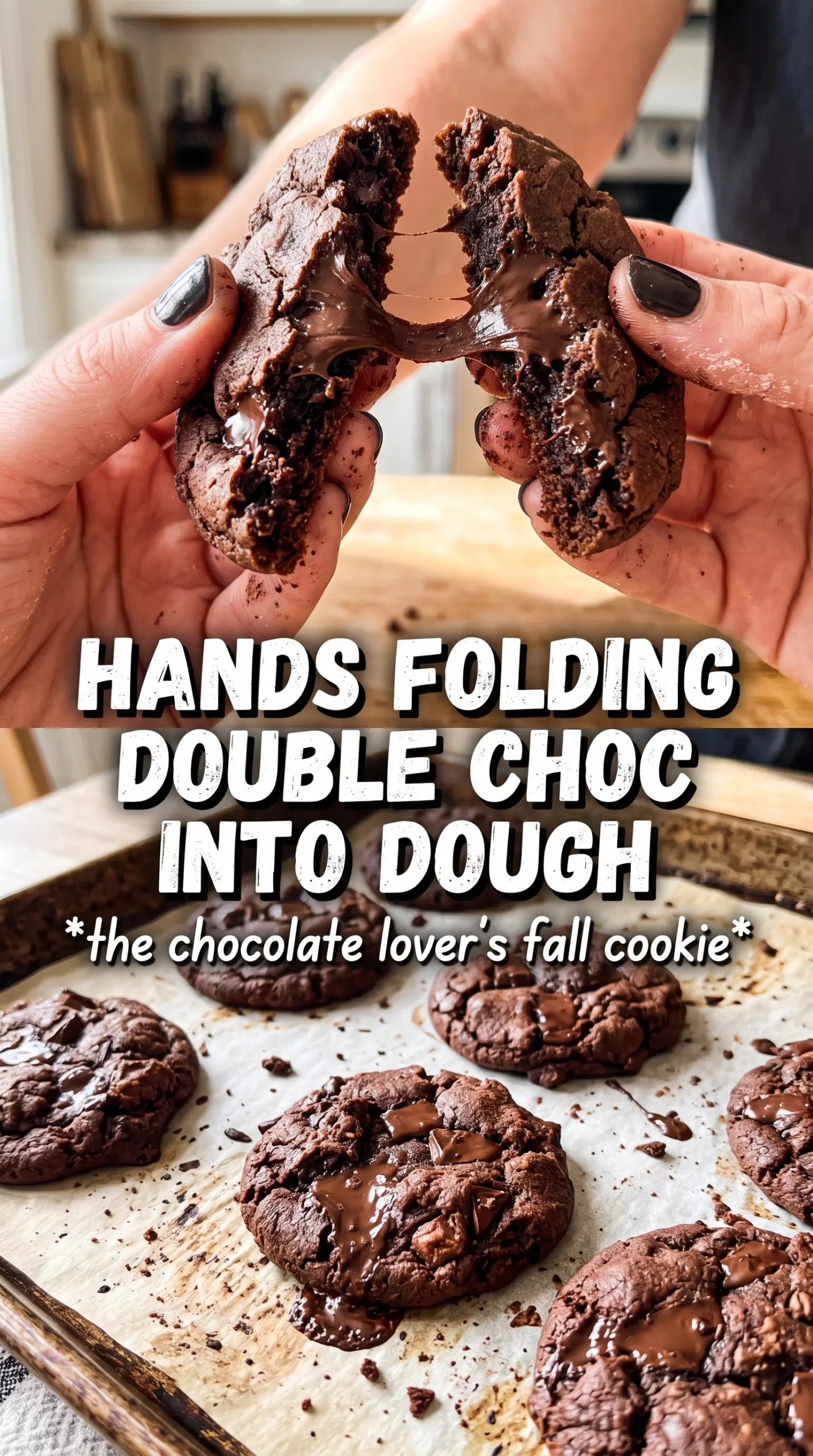Pumpkin spice double chocolate chip cookies fudgy chocolate sea salt