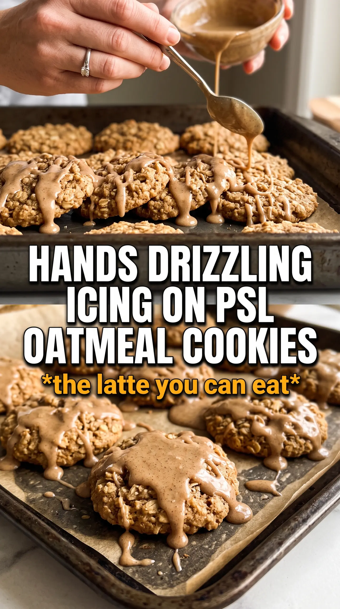 Pumpkin spice latte iced oatmeal cookies chewy glazed