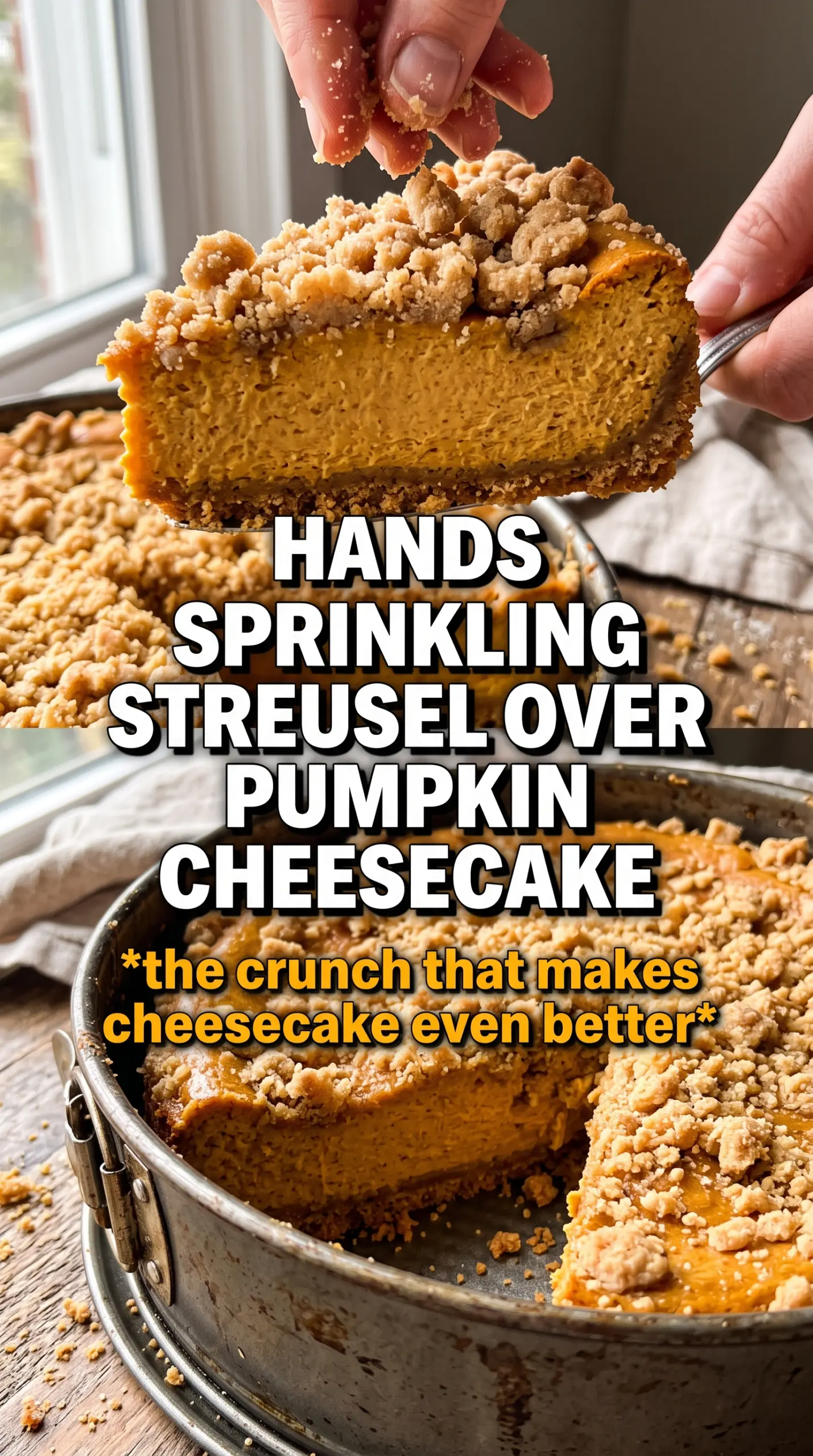 Pumpkin Streusel Cheesecake creamy crumbly caramel