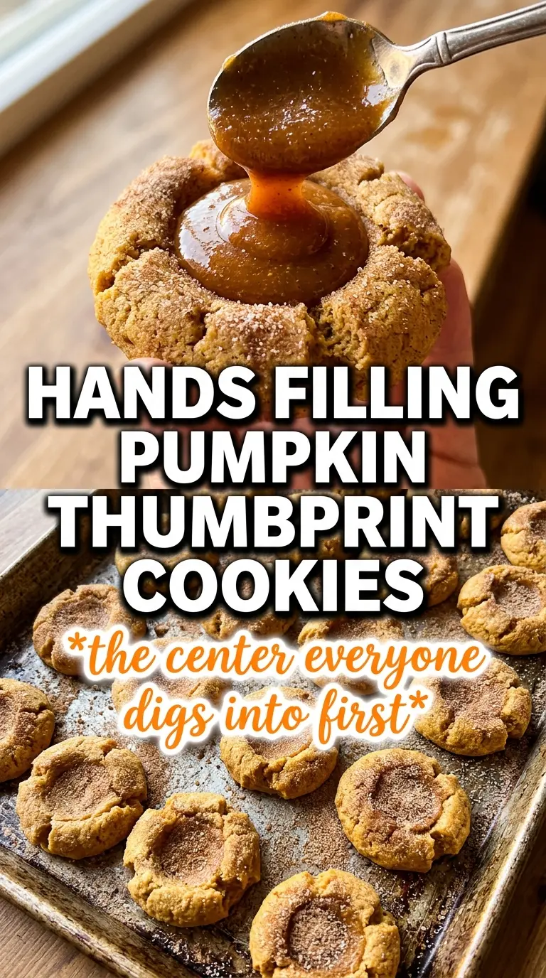 Pumpkin thumbprint cookies cinnamon sugar filling