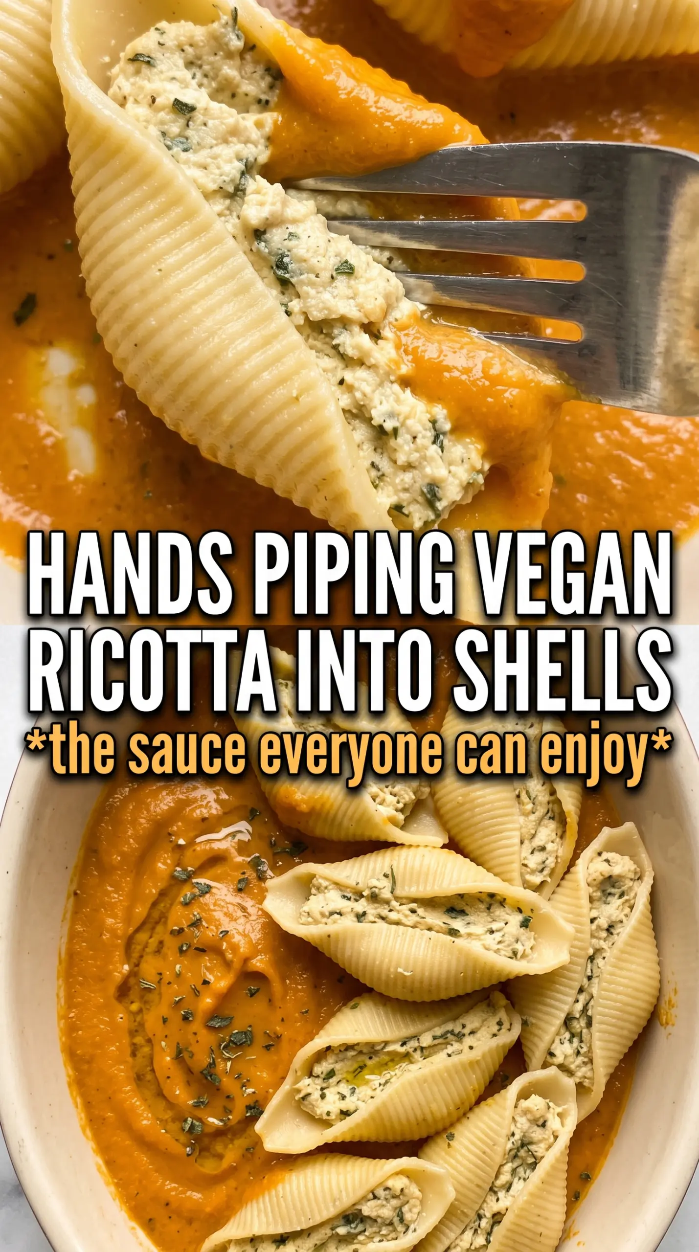 Vegan Pumpkin Ricotta Stuffed Shells creamy baked pasta